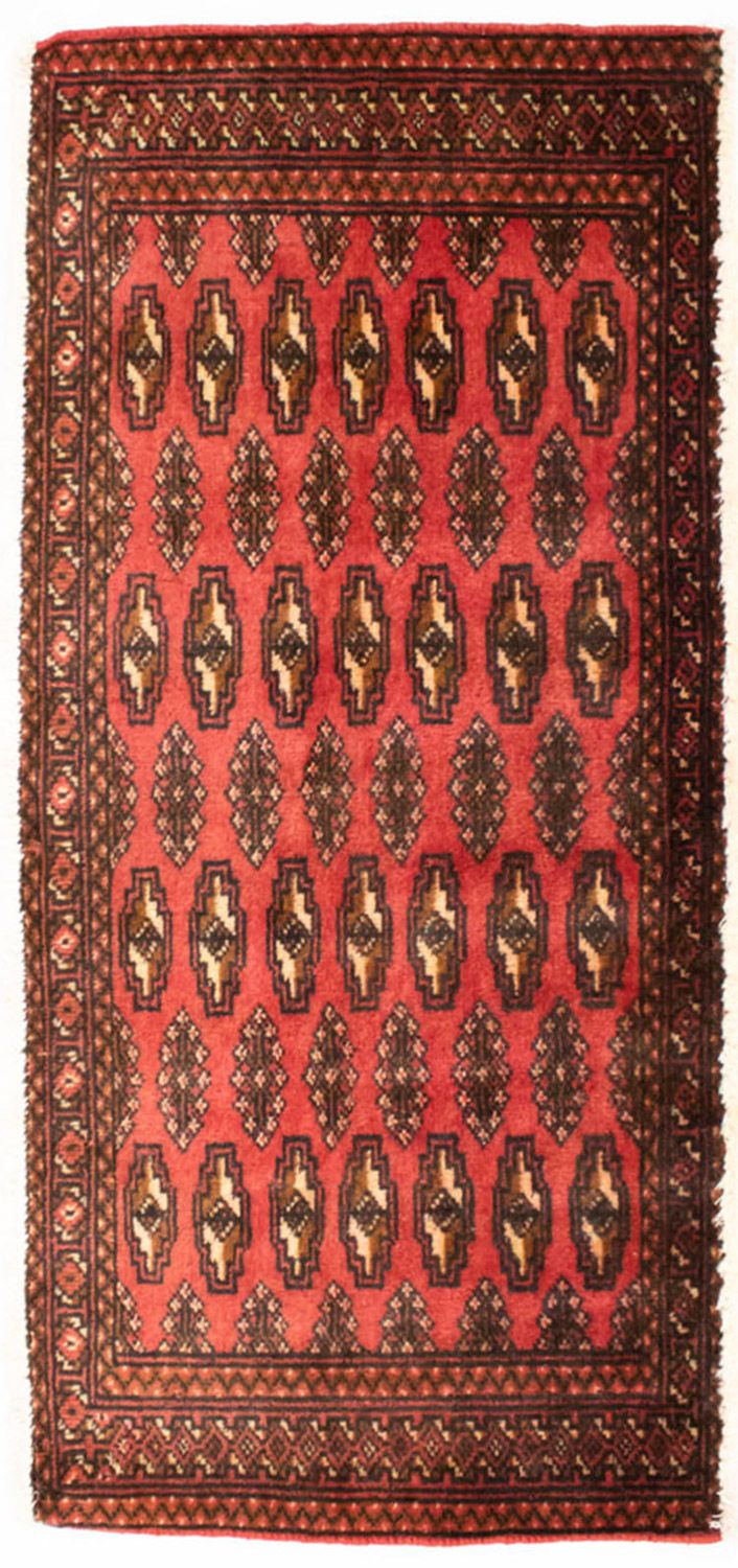 Løber Turkaman-tæppe - 100 x 50 cm - rød