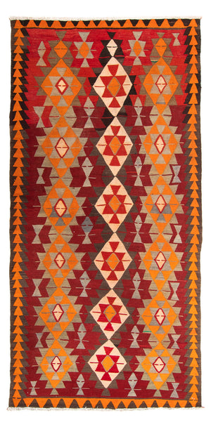 Kelim-tæppe - gammelt - 310 x 165 cm - flerfarvet