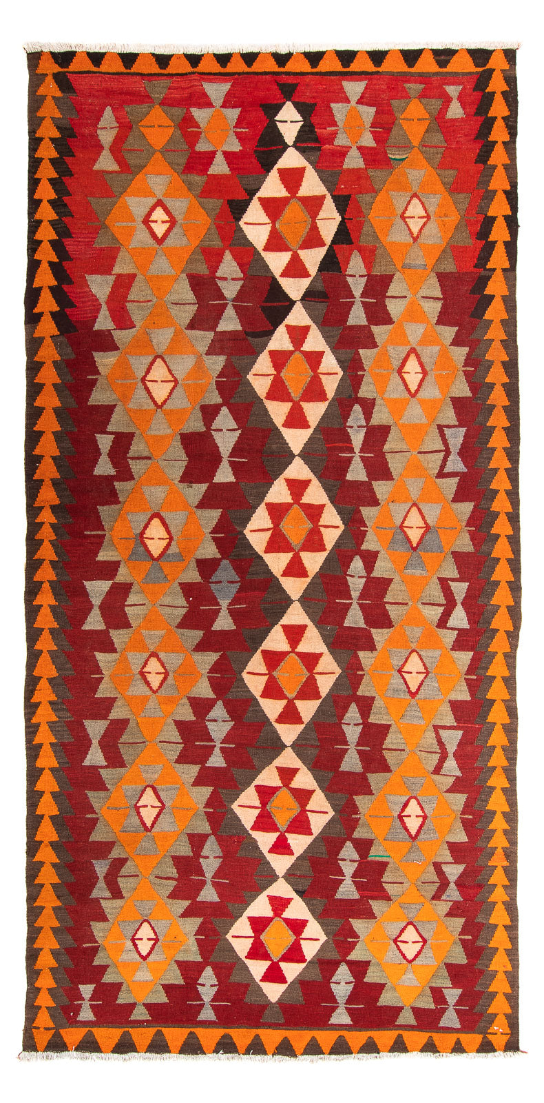 Kelim-tæppe - gammelt - 310 x 165 cm - flerfarvet