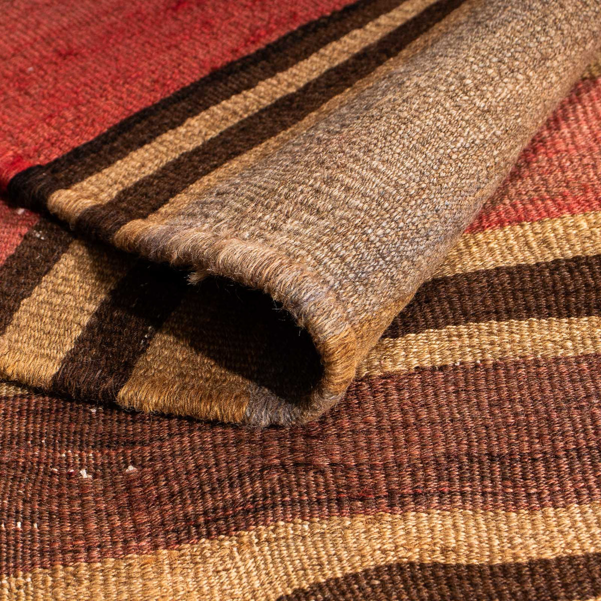 Kelim-tæppe - gammelt - 213 x 155 cm - flerfarvet