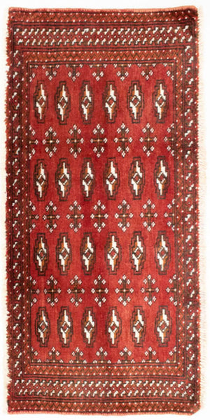 Løber Turkaman-tæppe - 100 x 50 cm - rød