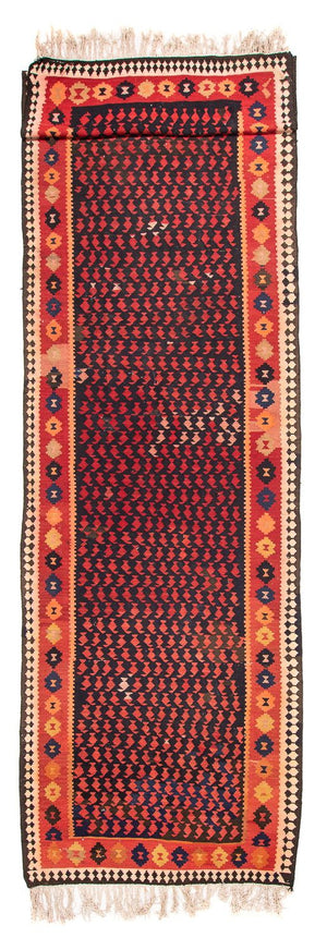 Løber Kelim-tæppe - gammelt - 450 x 120 cm - mørkeblå