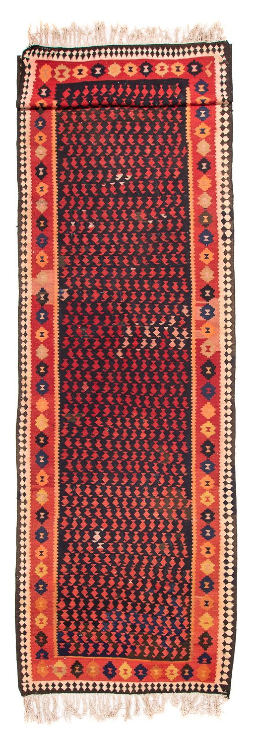 Løber Kelim-tæppe - gammelt - 450 x 120 cm - mørkeblå