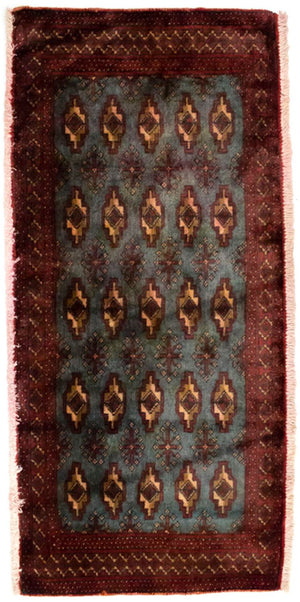 Turkaman-tæppe - 130 x 60 cm - blå