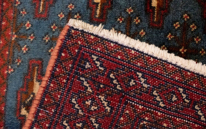 Turkaman-tæppe - 130 x 60 cm - blå
