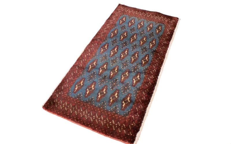Turkaman-tæppe - 130 x 60 cm - blå