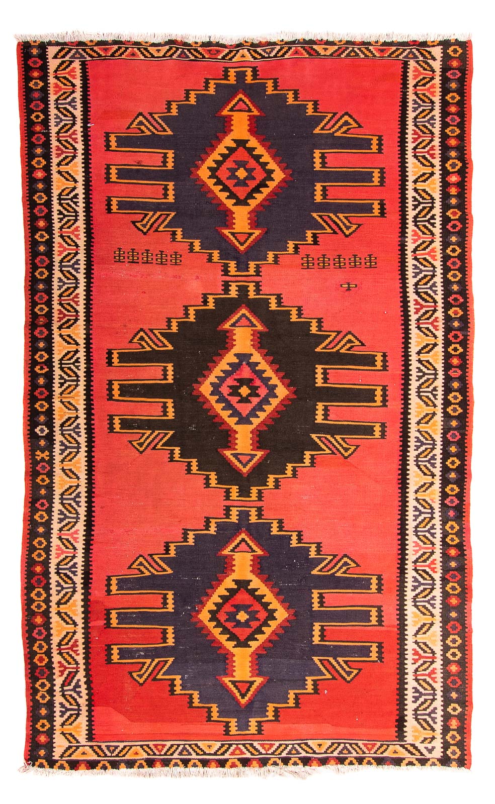 Kelim-tæppe - gammelt - 287 x 160 cm - flerfarvet