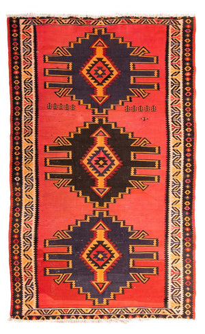 Kelim-tæppe - gammelt - 287 x 160 cm - flerfarvet
