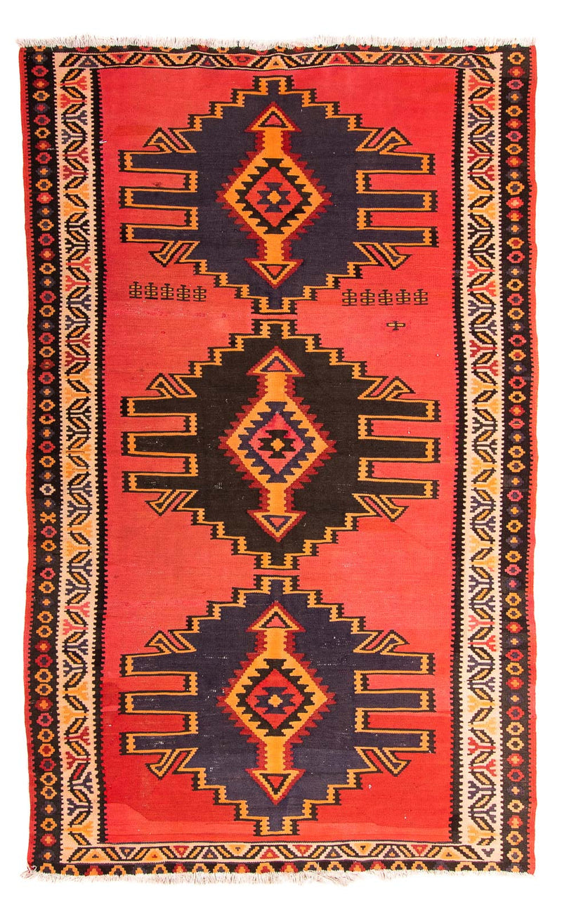 Kelim-tæppe - gammelt - 287 x 160 cm - flerfarvet
