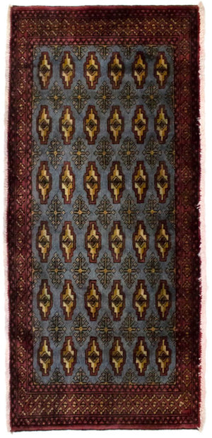 Turkaman-tæppe - 130 x 60 cm - blå