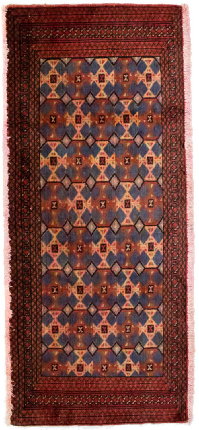 Turkaman-tæppe - 130 x 60 cm - rød