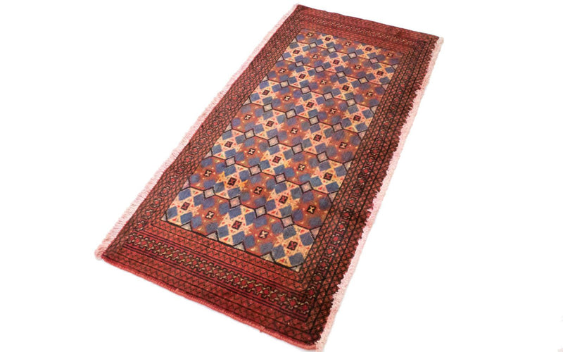 Turkaman-tæppe - 130 x 60 cm - rød