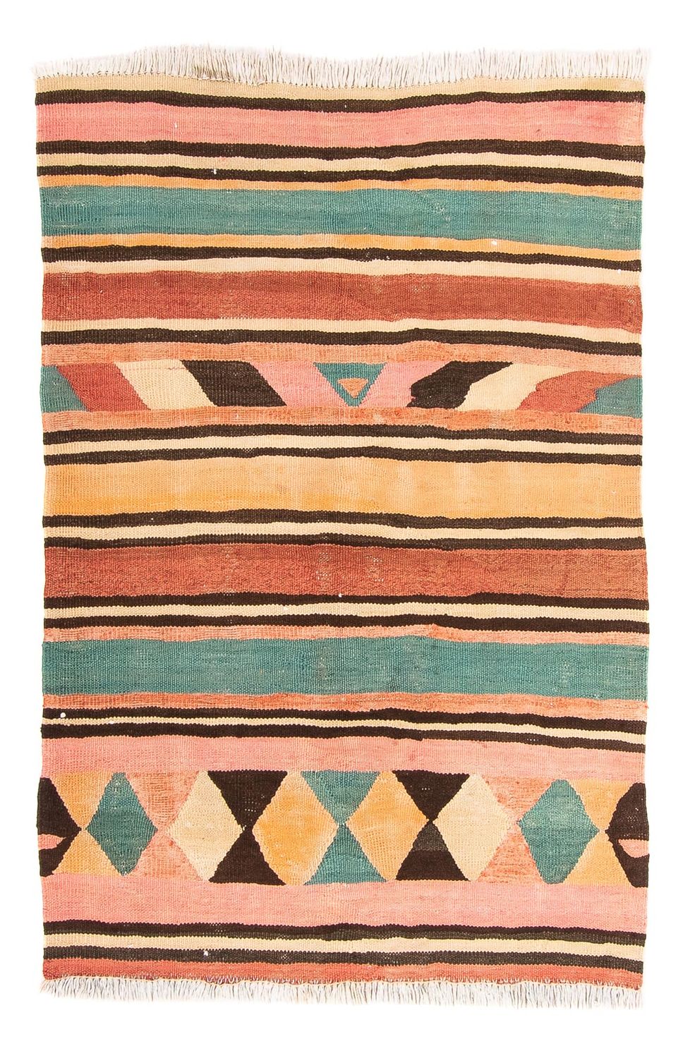Kelim-tæppe - gammelt - 160 x 120 cm - flerfarvet