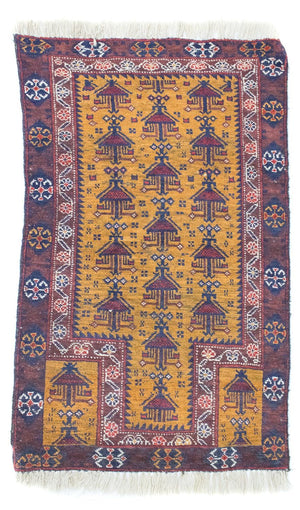 Baluch-tæppe - 131 x 74 cm - gul
