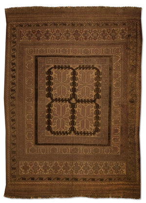 Kelim-tæppe - gammelt - 276 x 182 cm - brun