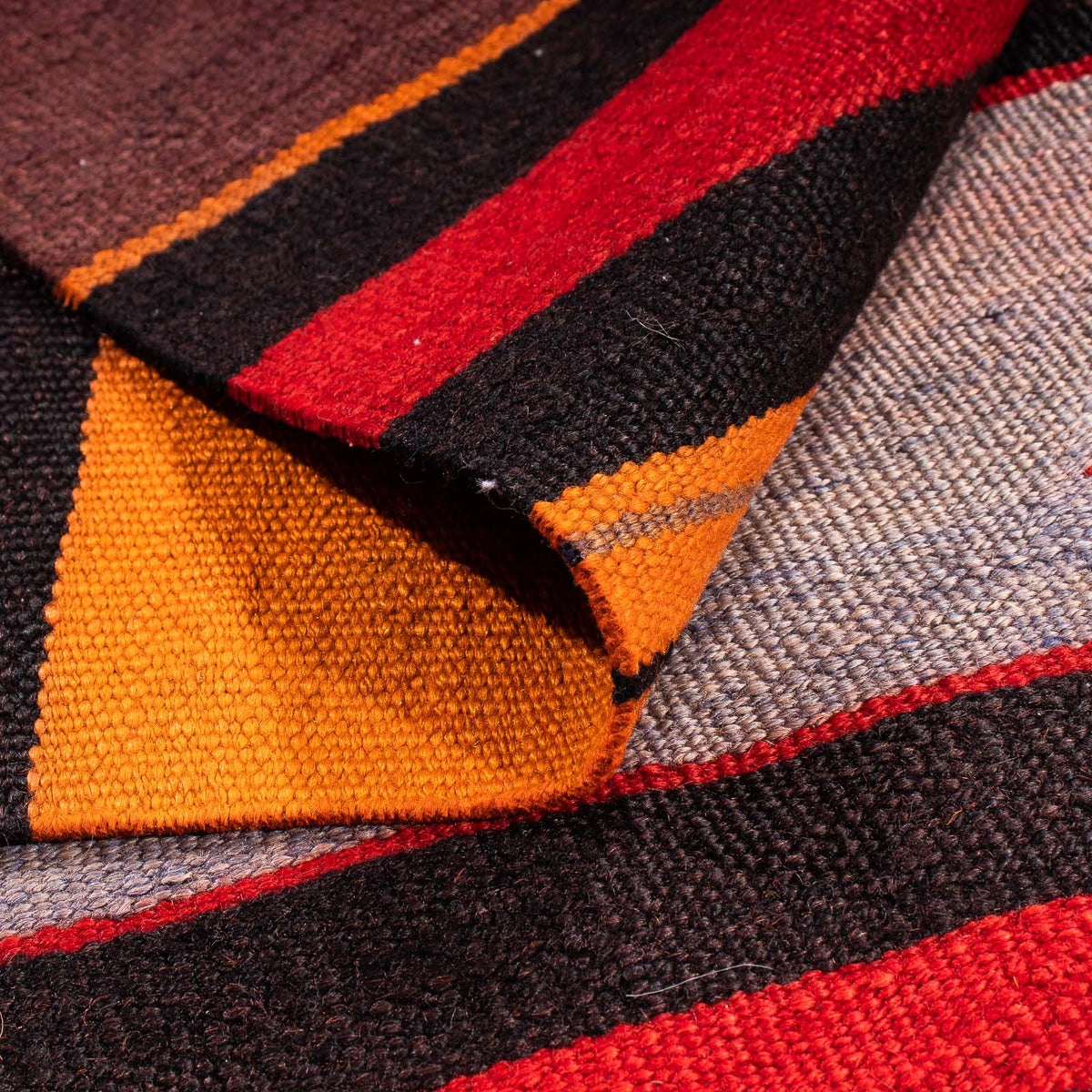 Kelim-tæppe - gammelt firkantet  - 145 x 140 cm - flerfarvet