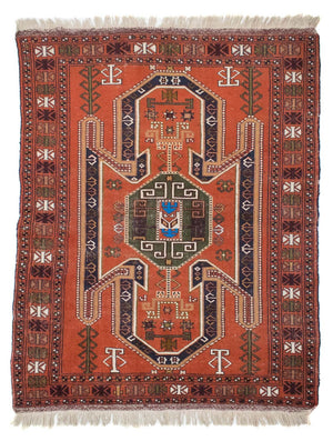 Turkaman-tæppe - 160 x 125 cm - orange