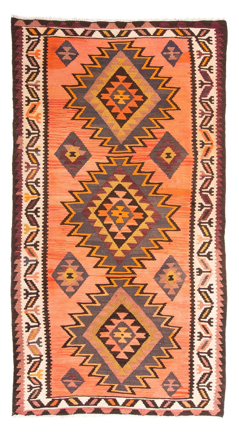 Løber Kelim-tæppe - gammelt - 265 x 140 cm - flerfarvet