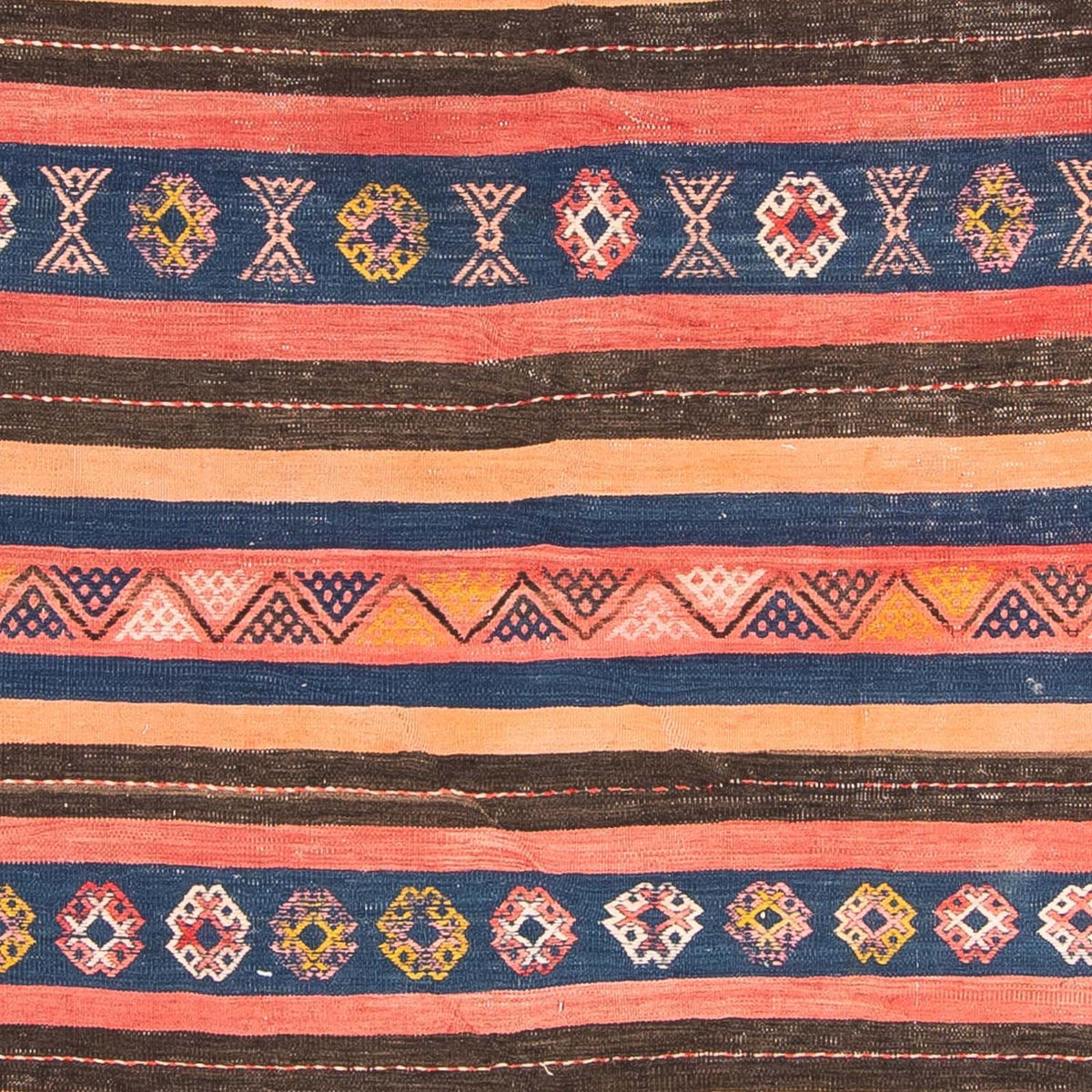 Kelim-tæppe - gammelt - 220 x 155 cm - flerfarvet