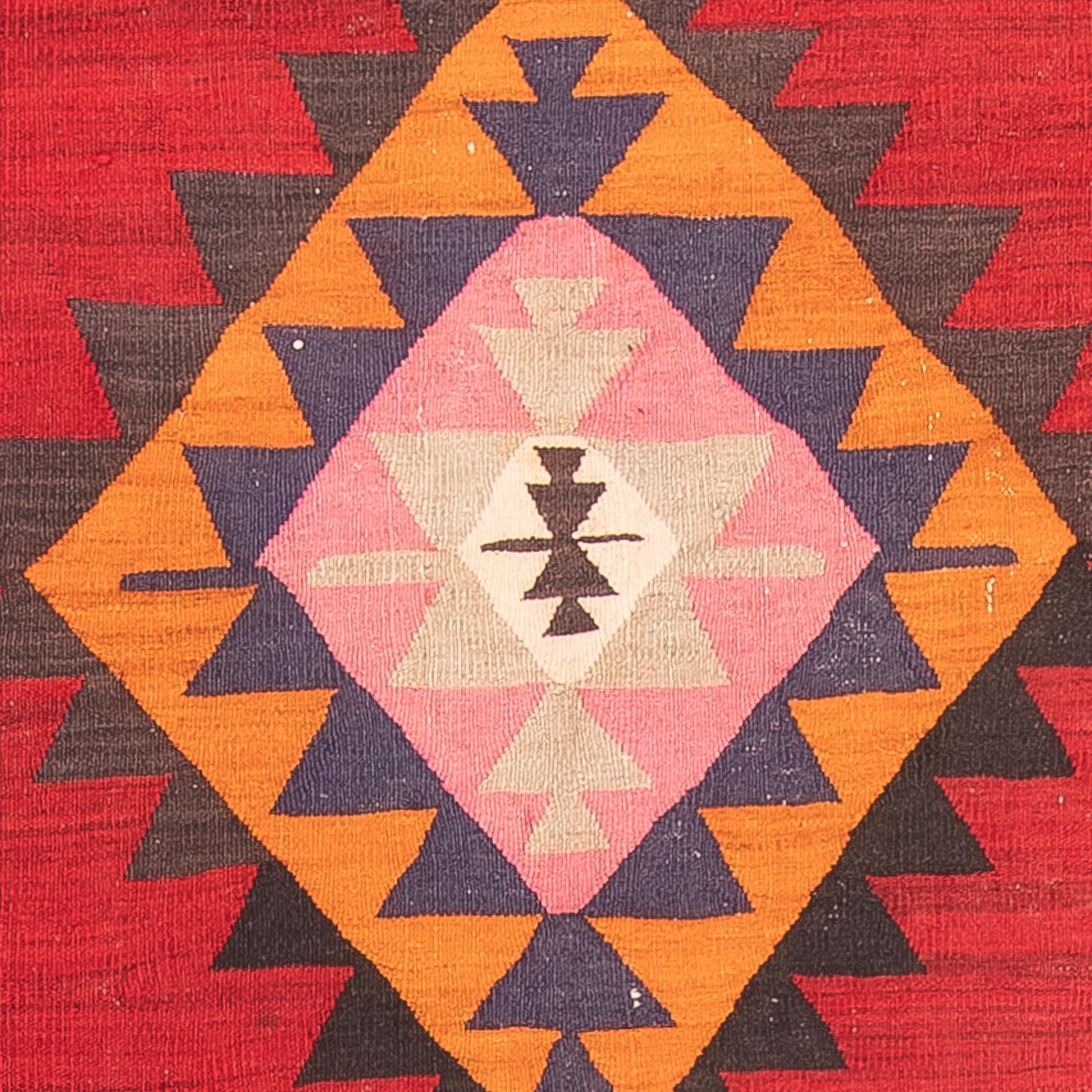 Løber Kelim-tæppe - gammelt - 390 x 150 cm - rød