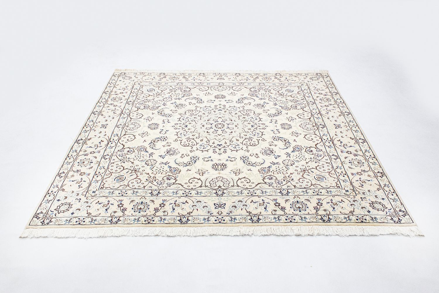 Persisk tæppe - Nain - Royal firkantet  - 200 x 193 cm - beige