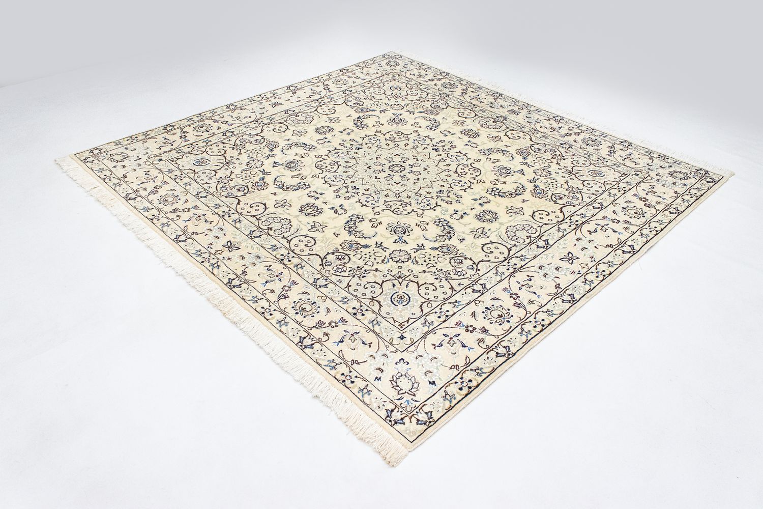 Persisk tæppe - Nain - Royal firkantet  - 200 x 193 cm - beige