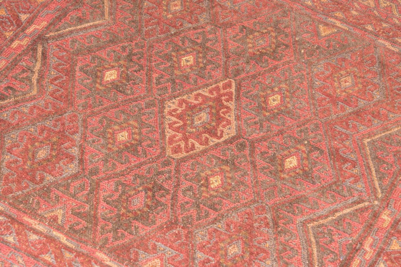 Kelim-tæppe - orientalsk firkantet  - 123 x 114 cm - rød