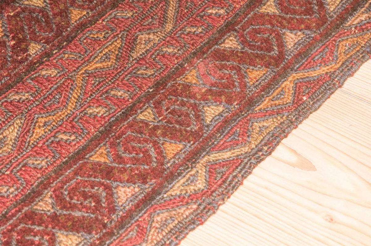 Kelim-tæppe - orientalsk firkantet  - 123 x 114 cm - rød