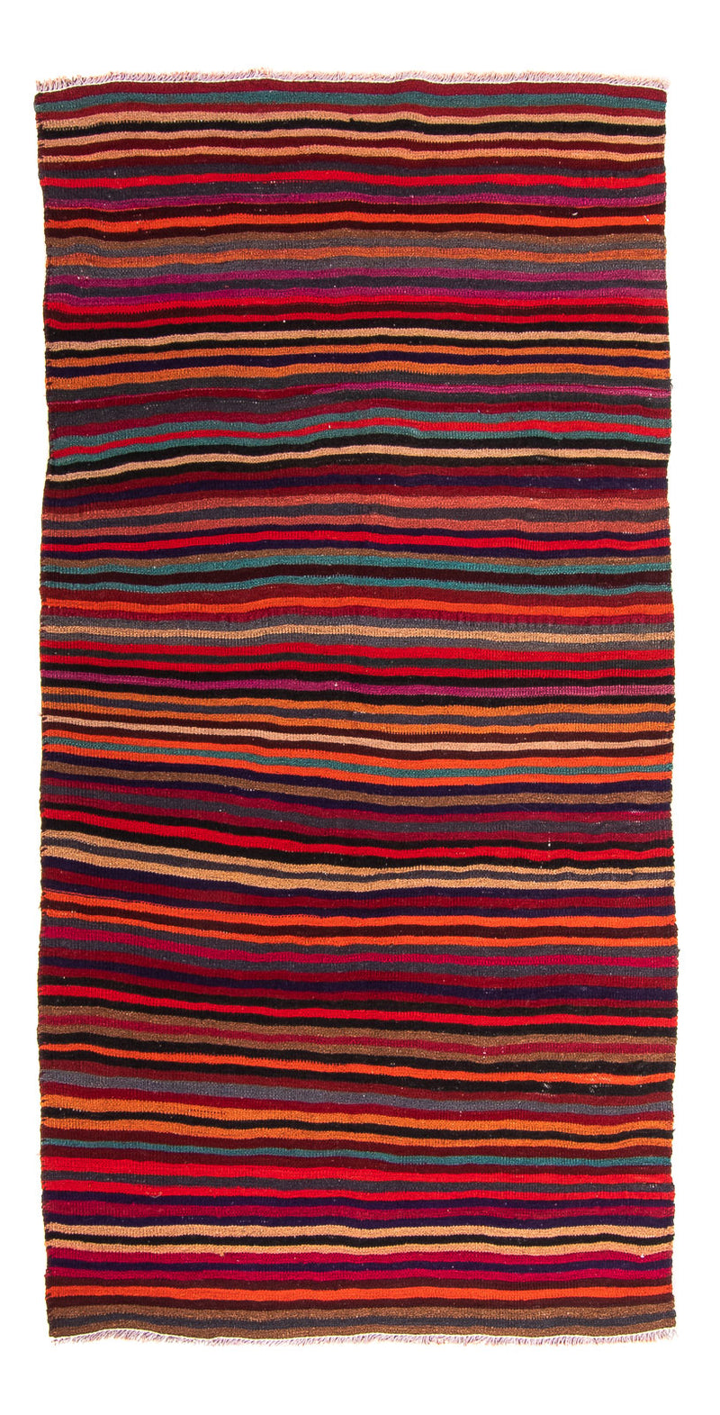 Kelim-tæppe - gammelt - 200 x 110 cm - flerfarvet