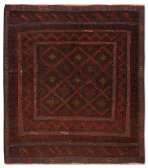 Kelim-tæppe - orientalsk - 139 x 118 cm - brun