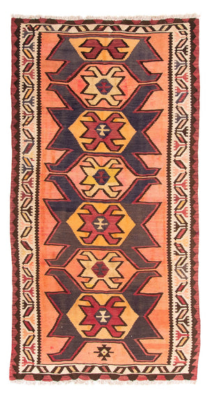 Løber Kelim-tæppe - gammelt - 265 x 140 cm - flerfarvet