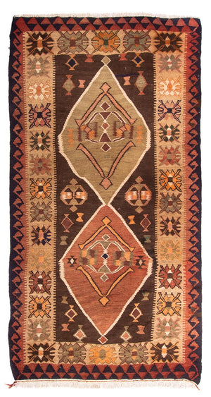 Løber Kelim-tæppe - gammelt - 310 x 180 cm - flerfarvet