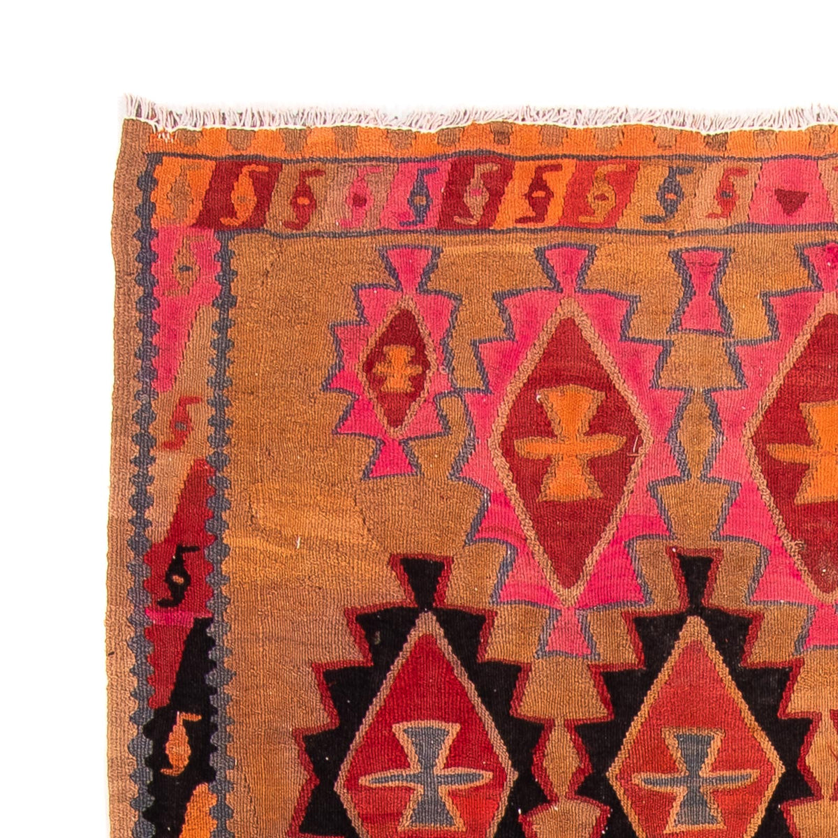 Løber Kelim-tæppe - gammelt - 308 x 145 cm - flerfarvet