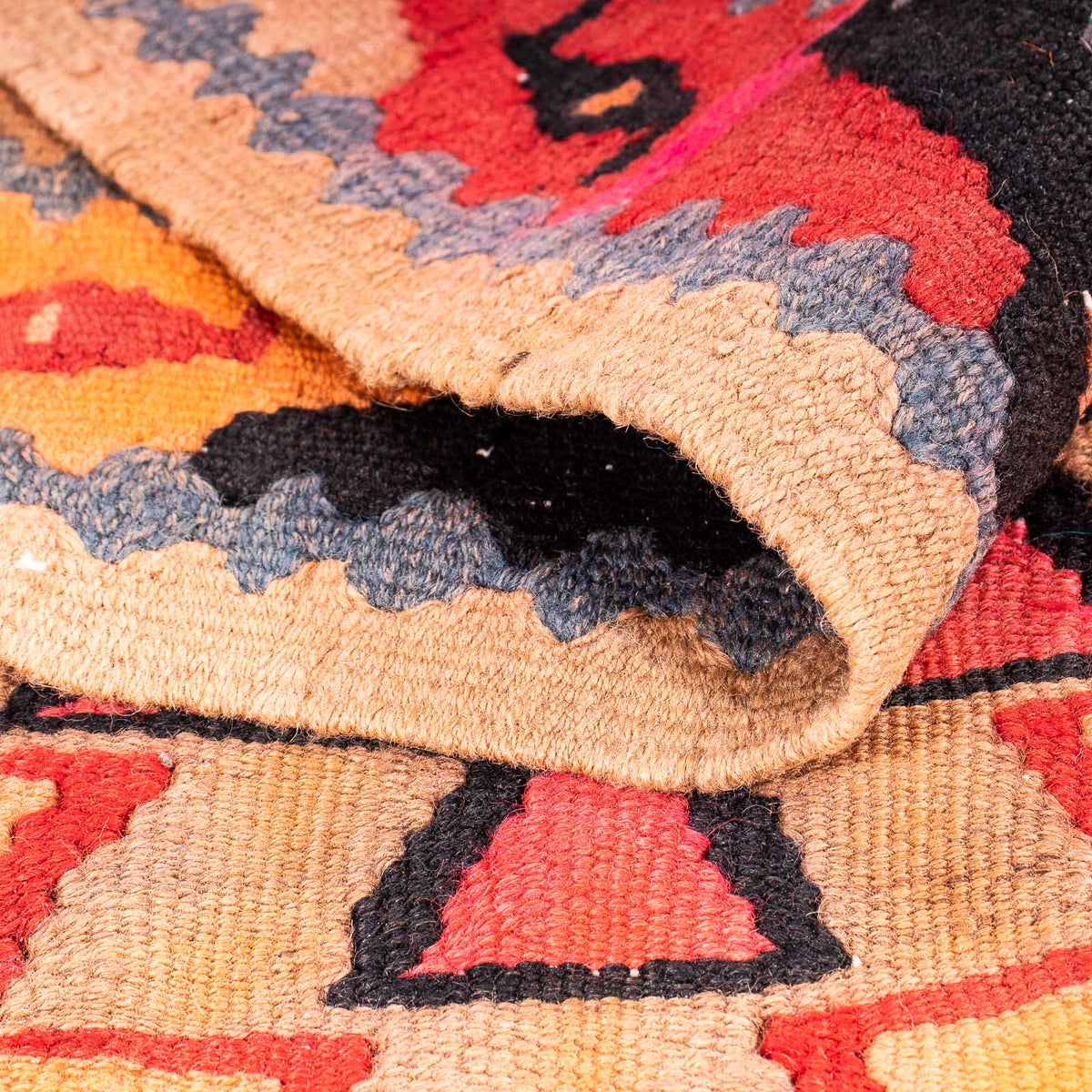 Løber Kelim-tæppe - gammelt - 308 x 145 cm - flerfarvet