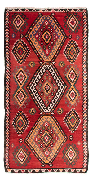 Kelim-tæppe - gammelt - 330 x 175 cm - flerfarvet