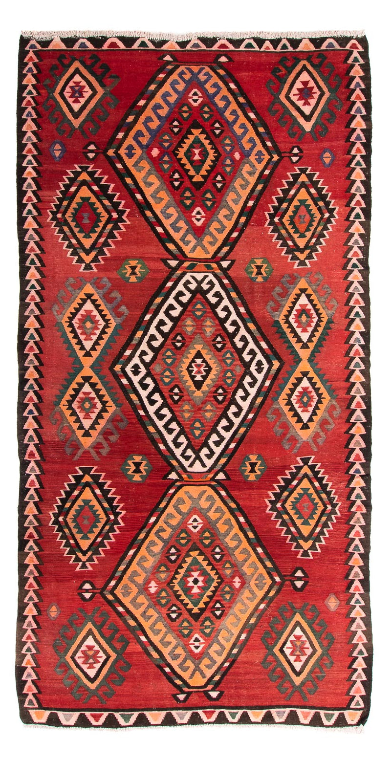 Kelim-tæppe - gammelt - 330 x 175 cm - flerfarvet