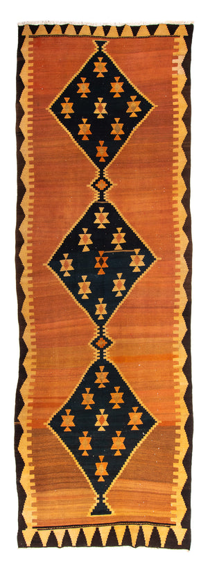 Løber Kelim-tæppe - gammelt - 375 x 124 cm - flerfarvet