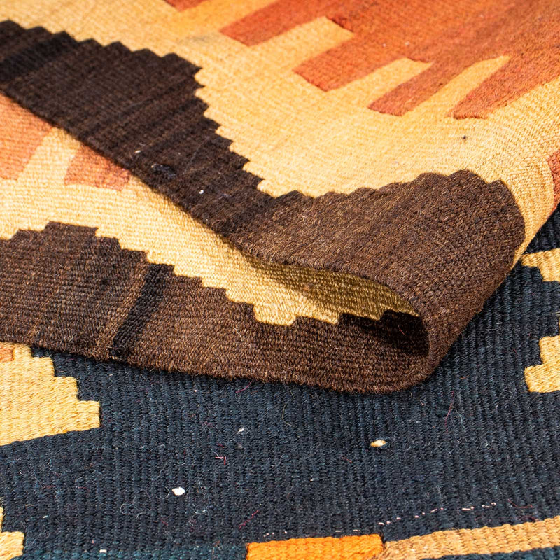 Løber Kelim-tæppe - gammelt - 375 x 124 cm - flerfarvet