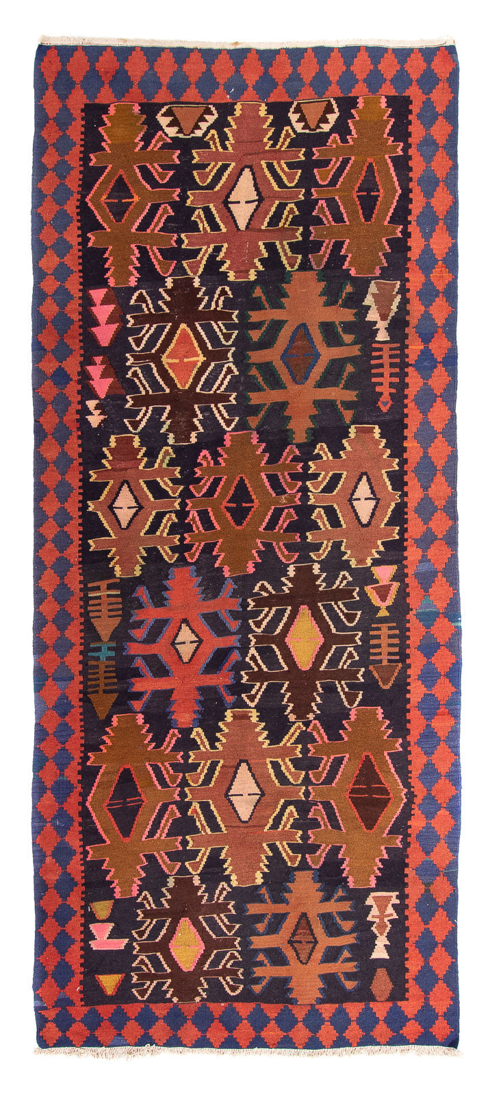 Løber Kelim-tæppe - gammelt - 300 x 135 cm - flerfarvet