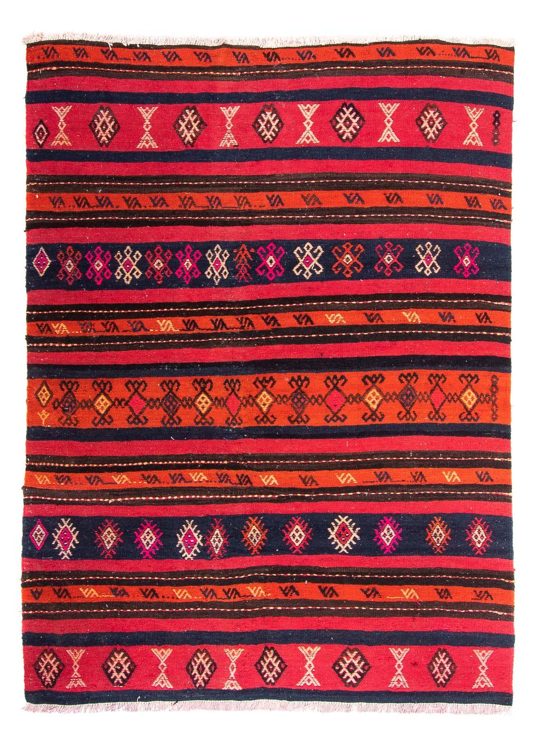 Kelim-tæppe - gammelt - 200 x 155 cm - flerfarvet