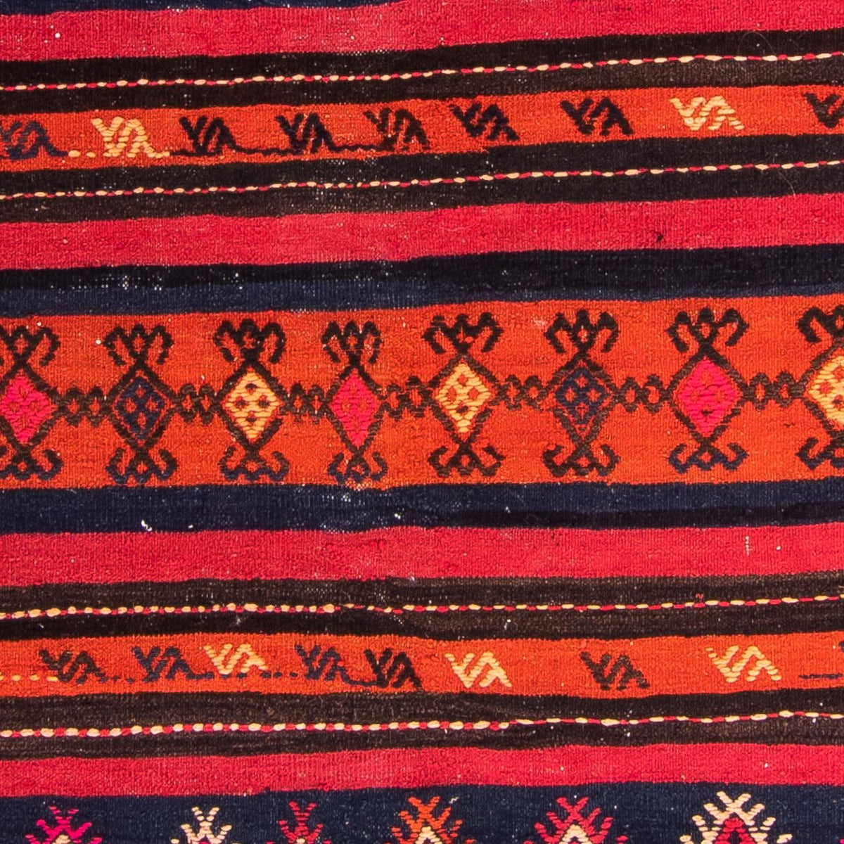 Kelim-tæppe - gammelt - 200 x 155 cm - flerfarvet