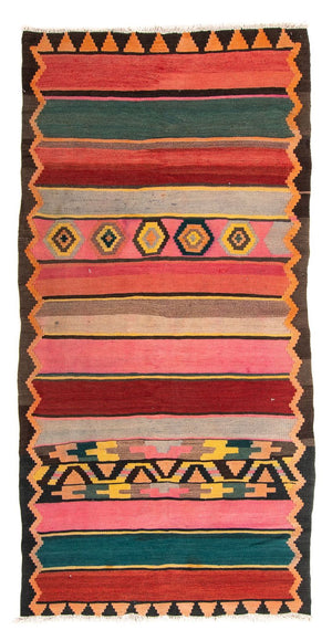 Løber Kelim-tæppe - gammelt - 250 x 120 cm - flerfarvet