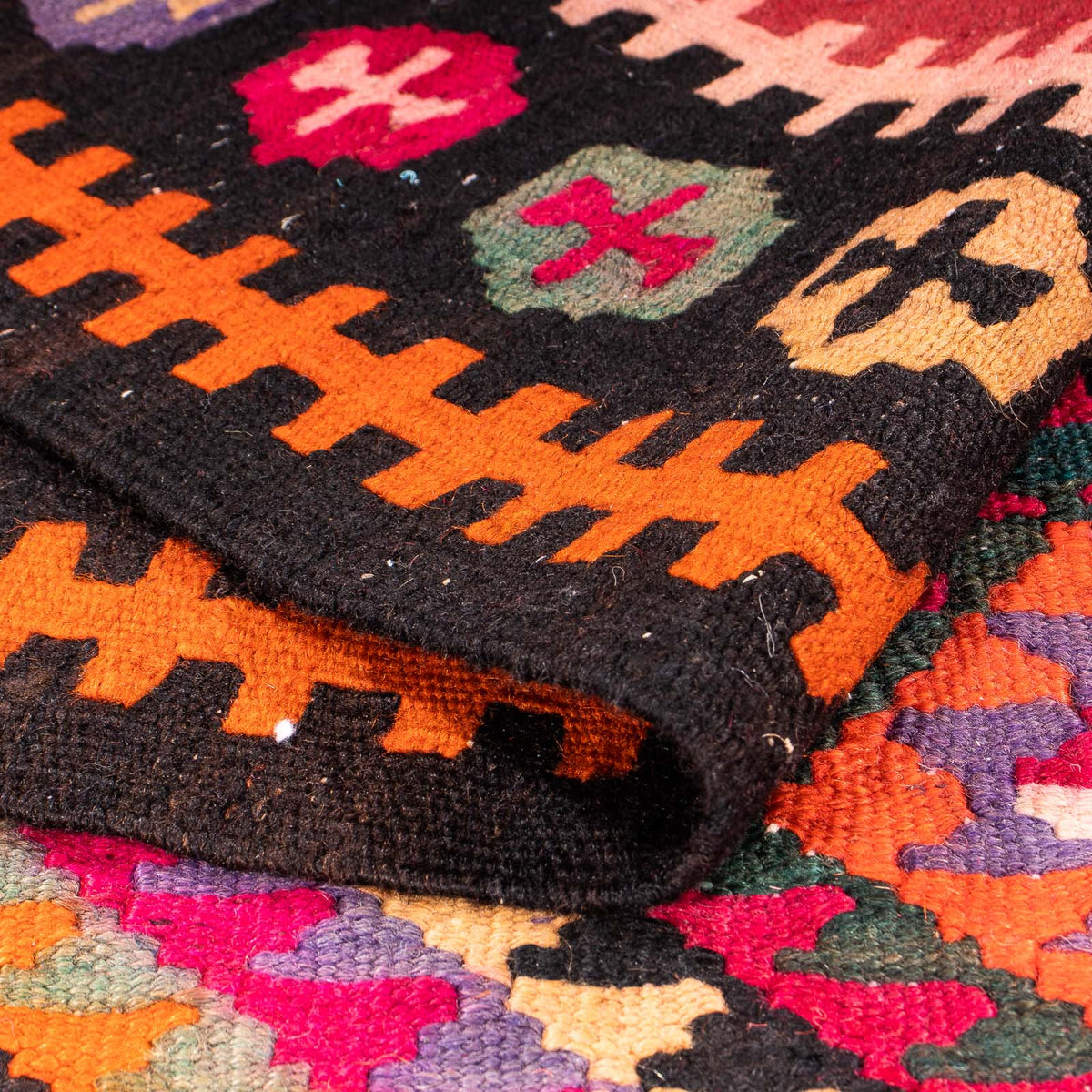 Løber Kelim-tæppe - gammelt - 390 x 155 cm - flerfarvet