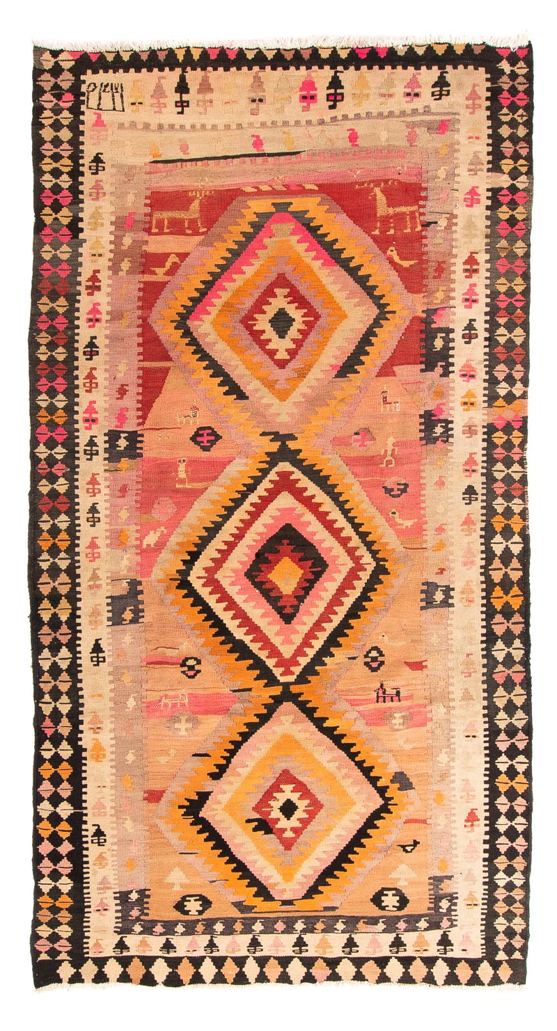 Løber Kelim-tæppe - gammelt - 275 x 150 cm - flerfarvet