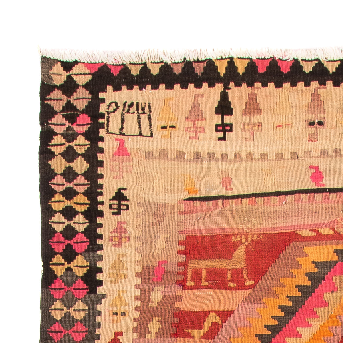 Løber Kelim-tæppe - gammelt - 275 x 150 cm - flerfarvet