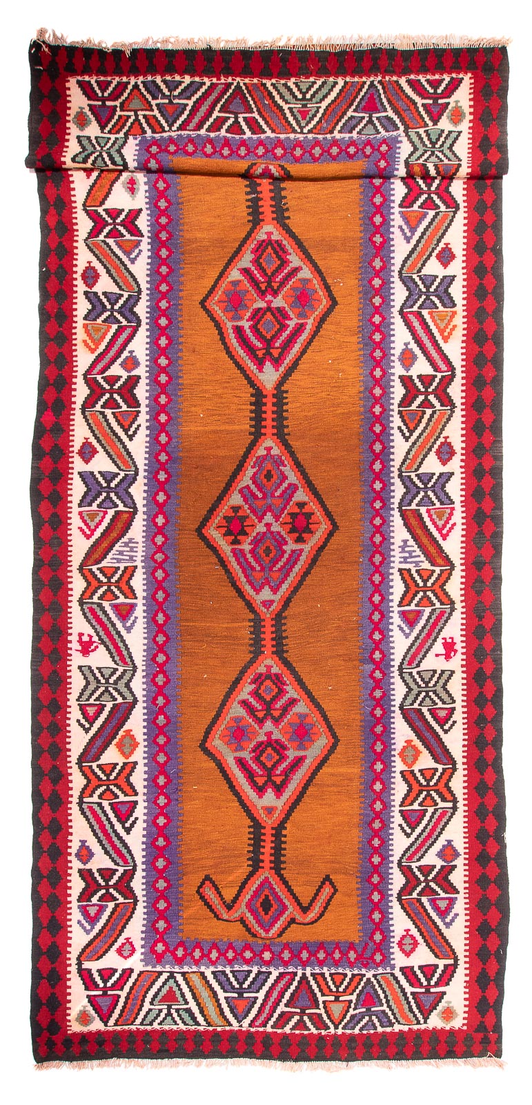 Løber Kelim-tæppe - gammelt - 520 x 185 cm - brun