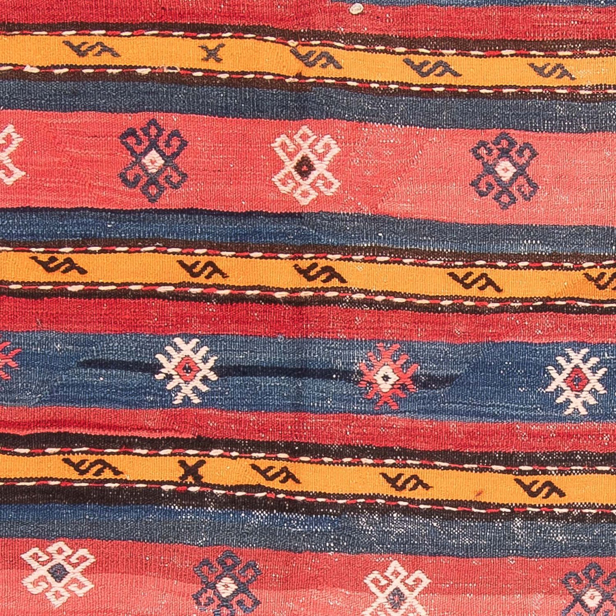 Løber Kelim-tæppe - gammelt - 420 x 160 cm - mørkeblå