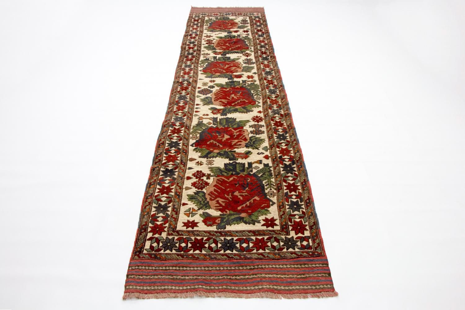 Løber Kelim-tæppe - orientalsk - 370 x 82 cm - beige