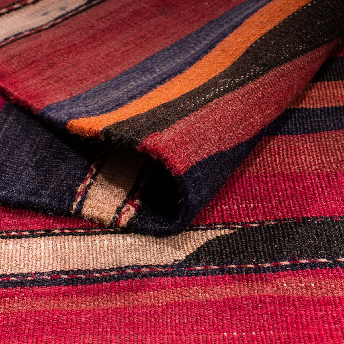 Kelim-tæppe - gammelt - 215 x 140 cm - flerfarvet