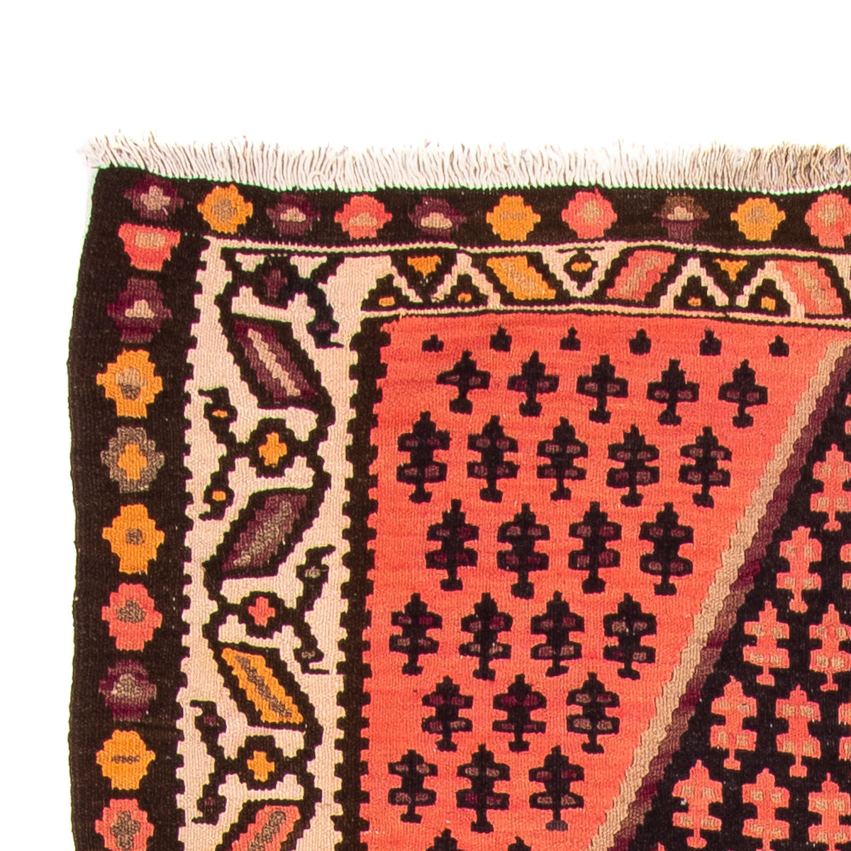 Kelim-tæppe - gammelt - 270 x 145 cm - flerfarvet